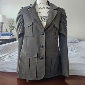 Women's Literature Noir Olive Green Military Style Jacket